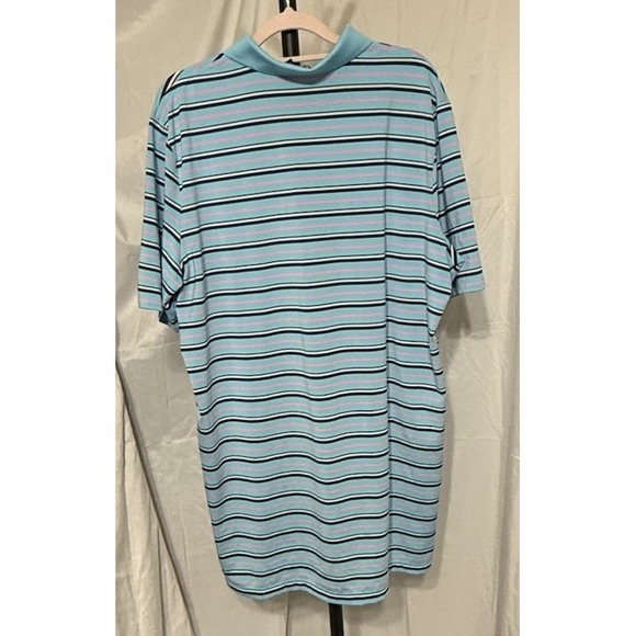 RLX Ralph Lauren Blue‎ Pink Stripe Athletic Performance Golf Polo Shirt Sz Large - Picture 2 of 10